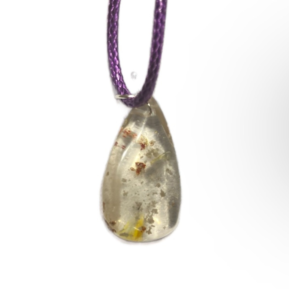 🔮Phantom quartz ghost crystal stone + orange white yellow inclusions STATEMENT